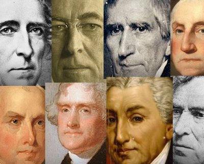 Quick Study: Virginia, the mother of presidents Presidents born in Virginia include, from right, George Washington, William Henry Harrison, Woodrow Wilson and John Tyler. Bottom, from right: Zachary Taylor, James Monroe, Thomas Jefferson and James Madison.